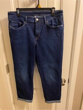 Levis Jeans 32 Skinny Boyfriend Cropped Stretch Blue Denim Rolled Cuff 14